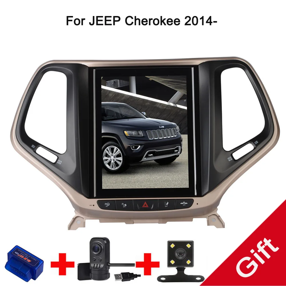 

10.4" Tesla Type Android Fit JEEP Cherokee 2014 2015 2016 2017 2018 Car DVD Player Navigation GPS Radio