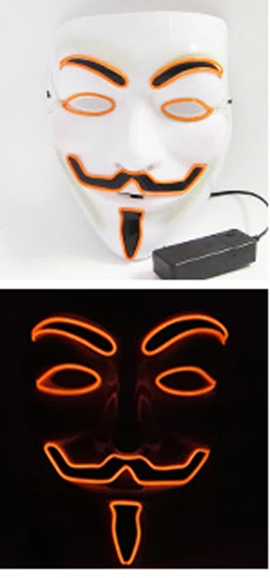 Светодиодный шлем маска DIY EVA DJ Marshmallow EL Wire cosplay Prop маска для Хэллоуина маска для всего лица для косплея реквизит для Хэллоуина вечерние барные маски - Цвет: orange