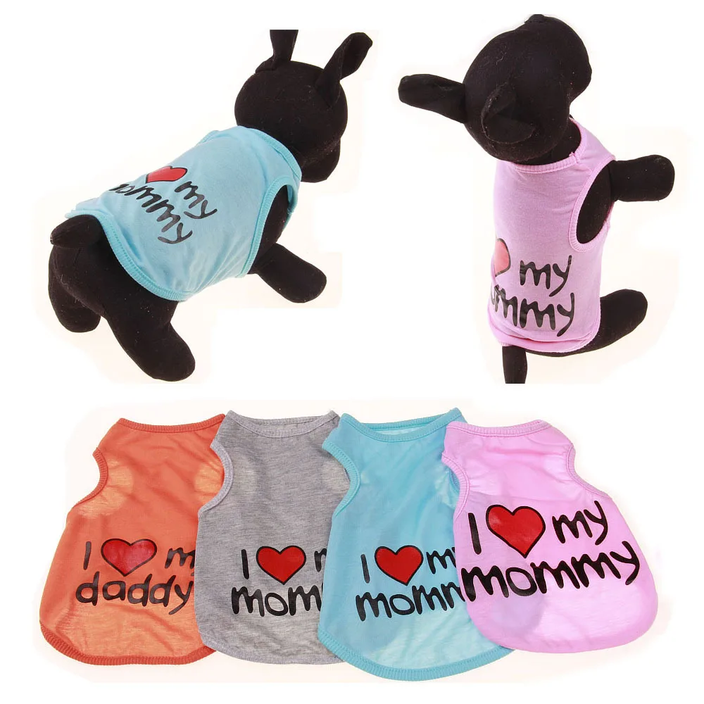 

New arrival Spring and summer I Love Daddy ang Mommy pet clothes dog vest Teddy VIP Bichon dog clothes pet clothing
