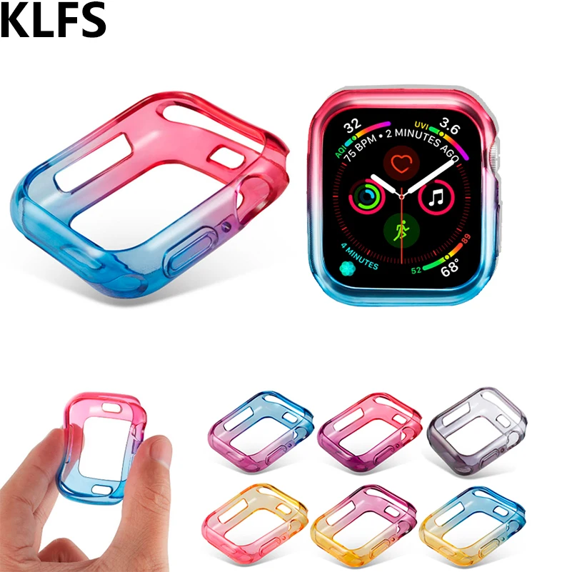 

KLFS Colorful rainbow soft tpu case for apple watch Series 4 40MM Shell cover for Iwatch 4 44MM