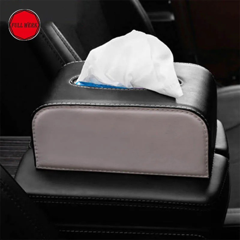 PU Leather Car Tissue Box Paper Holder Organizer Case Container Block