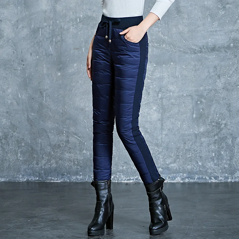 Зимние Пуховые брюки узкие брюки теплые брюки женские регулируемые талии J90141206D