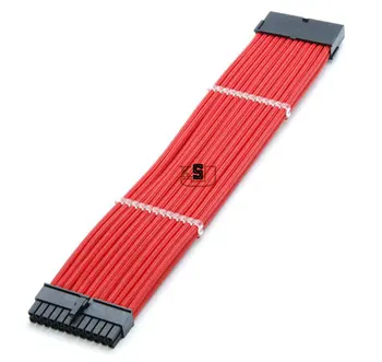 

12" High quality 24Pin ATX EPS PSU Red Single Sleeved Power Extension Cable + 2PCS Cable Comb black