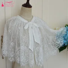 Кружевной Свадебные Болеро Свадебные Куртки шали невесты Обертывания Пляжная накидка Элегантное свадебное болеро DQG397