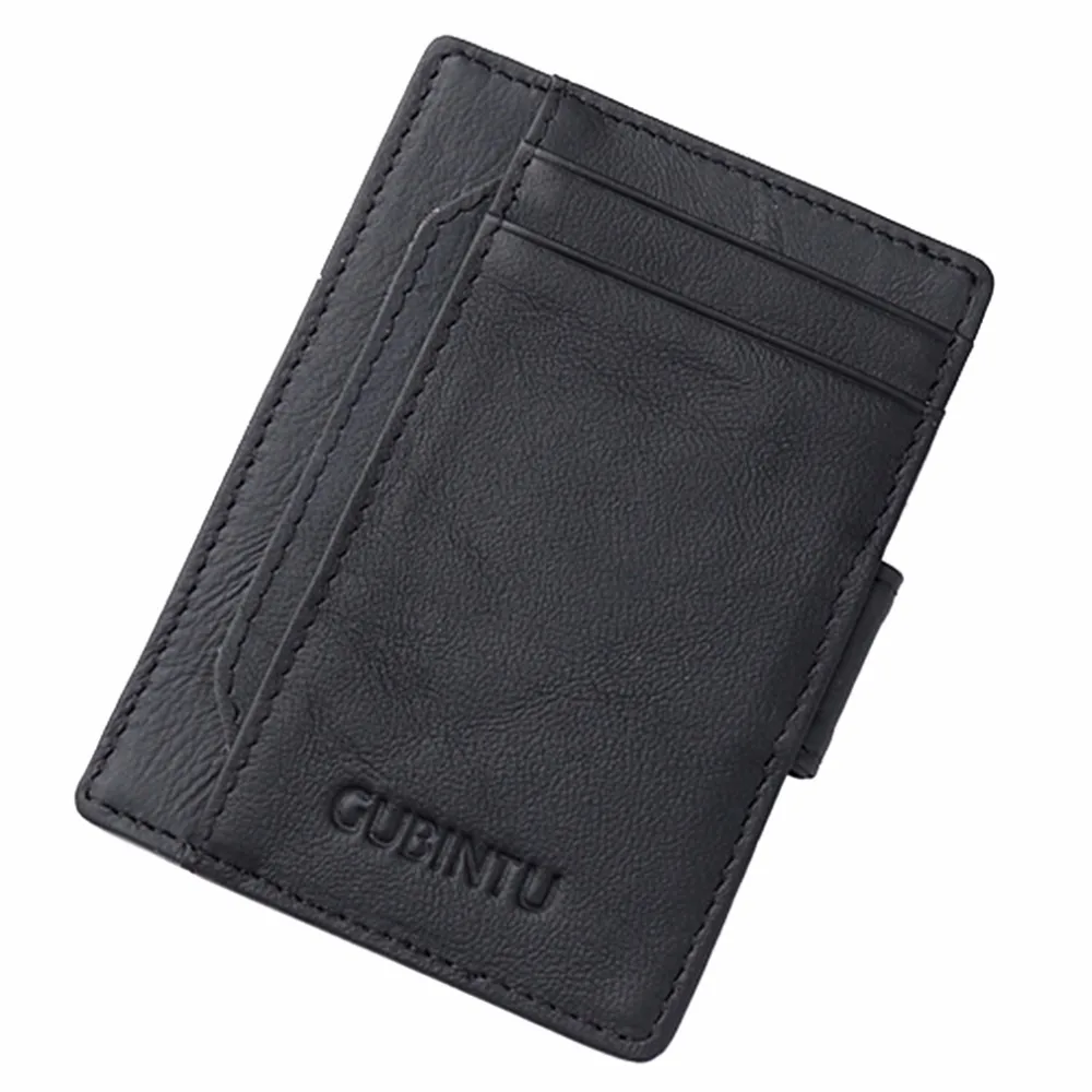 

GUBINTU Cow Genuine Leather Men Wallet Anti-MagneticBuckle Holding Cash Cards Vertical Style Men Purse