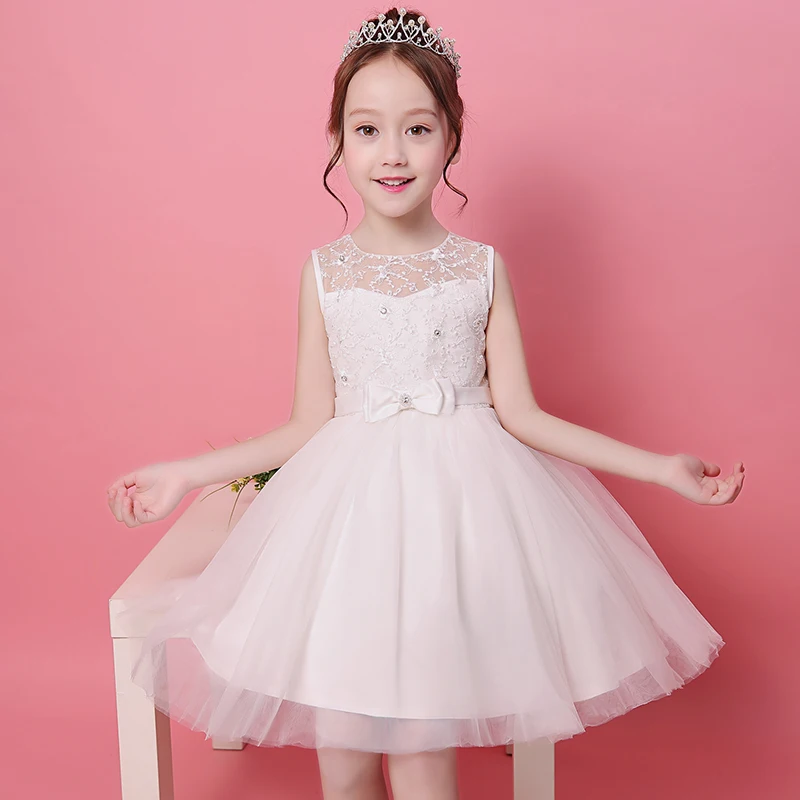 White Sleeveless Lace Flower Girl Dress Tulle Christening Kids Holy Communion Dress A-Line Knee Length Pageant Dresses for Girls цена White Sleeveless Lace Flower Girl Dress Tulle Christening Kids Holy Communion Dress A-Line Knee Length Pageant Dresses for Girls цены онлайн