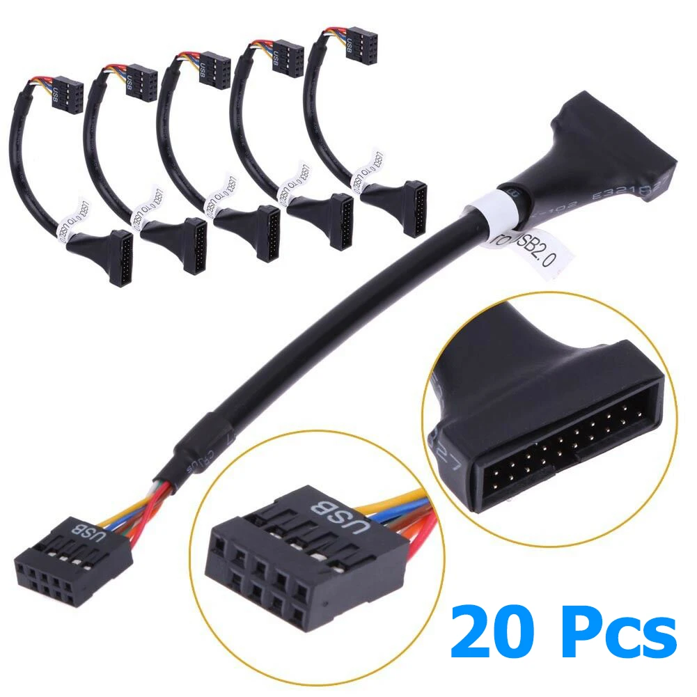

20 Pieces/lot Usb 3.0 20 Pin Male To Usb 2.0 9 Pin Motherboard Female Cable
