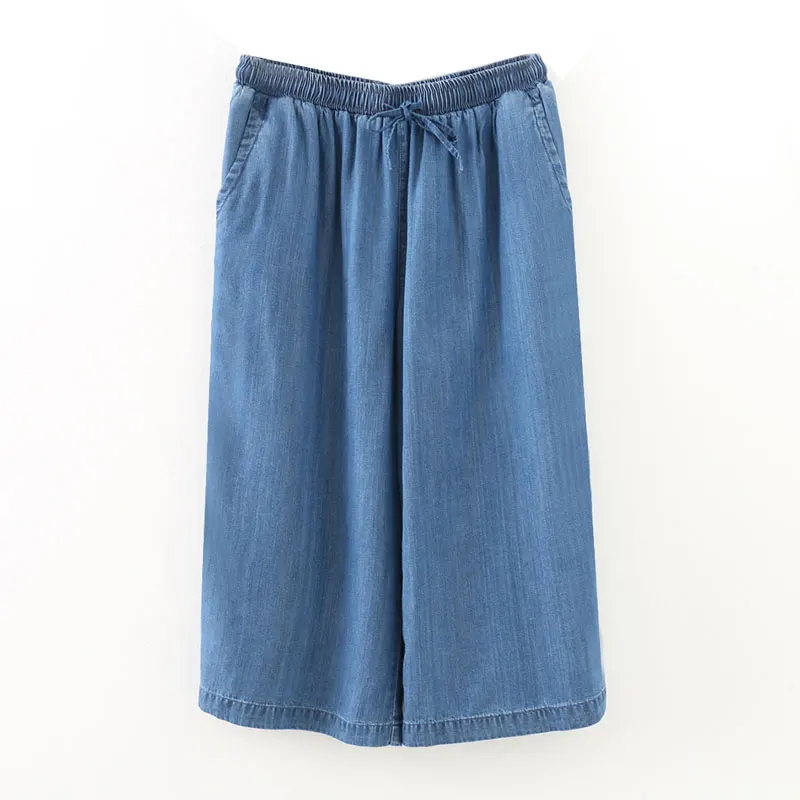 HEE GRAND плюс размер 4XL женские джинсы с эластичной резинкой на талии до середины икры широкие брюки выше размера свободные потертые джинсовые брюки WKD571