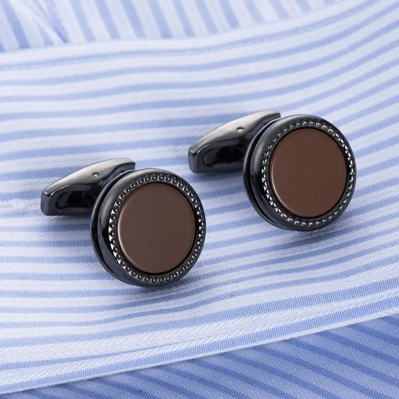 

Round Fashion Gun Metal Cufflink Red Stone Men's Party Shirt Cuff link Wedding Cufflink for men