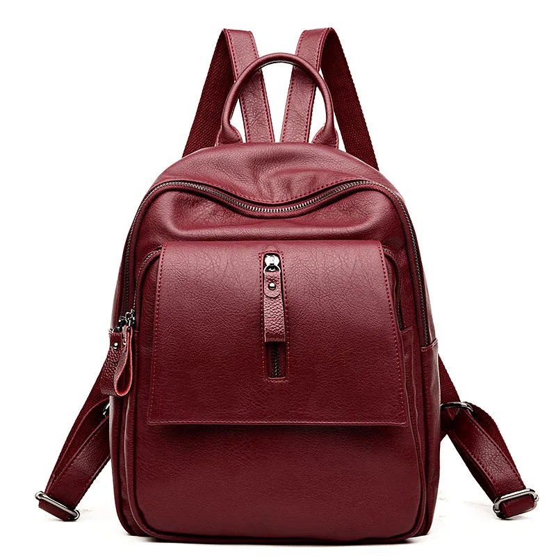 Buy Women Backpack Leather School Bag Women Casual