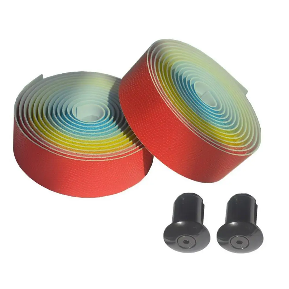 Rainbow Bike Handlebar Tape Comfort Gel Road Bike Handlebar Tape Road Bike Bar Tape With Bar End Plugs Non Slip Absorb Sweat