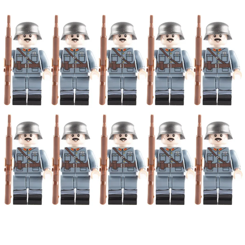 Военный солдат WW2 Minifigs Строительные блоки Набор немецкая армия шлем оружие стрелы совместимые части игрушек подарки для детей D097