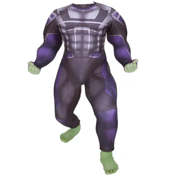 

Avengers Endgame Hulk Cosplay Costume Superhero Robert Bruce Banner Zentai Bodysuit Suit Jumpsuits