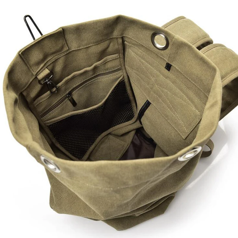  2019 Multi-purpose Military Canvas Backpack Solid Color Men Weekend Sports Travel Duffle Bags Outdo