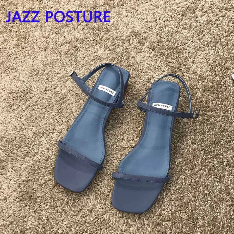 

JAZZPOSTURE Ms 2019 feet with high heels sandals in the summer shoes peep-toe heels thick party dress blue sandals y801