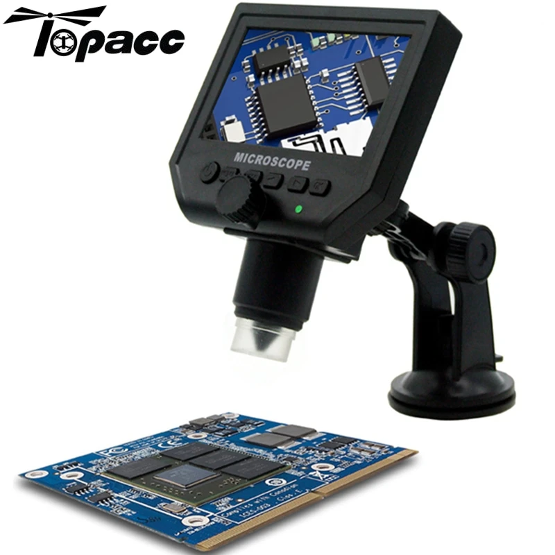 

1-600X 3.6MP USB Digital Microscope Portable G600 Continuous Magnifier with 4.3inch HD OLED Display for pcb motherboard repair
