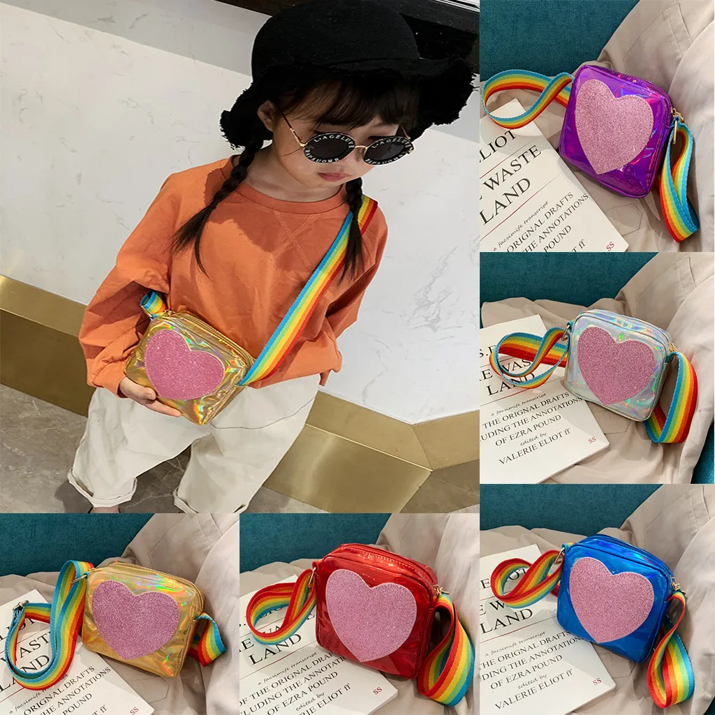 

2019 spring and summer new children's bag cute girl shoulder radiation package love diagonal cross small square bag A1