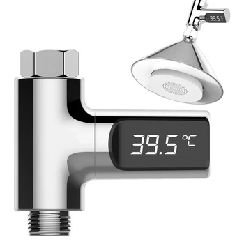 

LED Display Fahrenheit Home Water Shower Thermometer Flow Self-Generating Electricity Water Temperture Meter