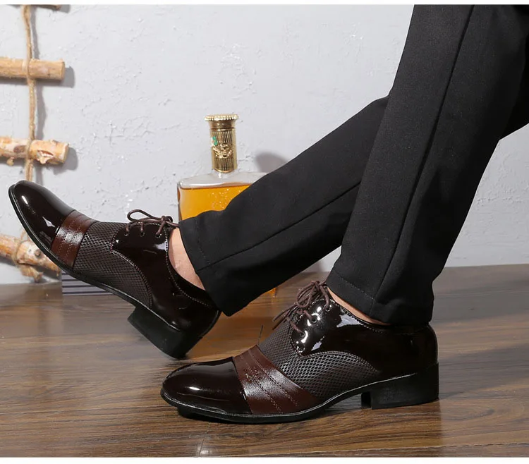 New Arrival Men Formal Shoes Breathable Lace-up Flat Pointed Toe Business PU Leather Footwear Male Dress Shoes