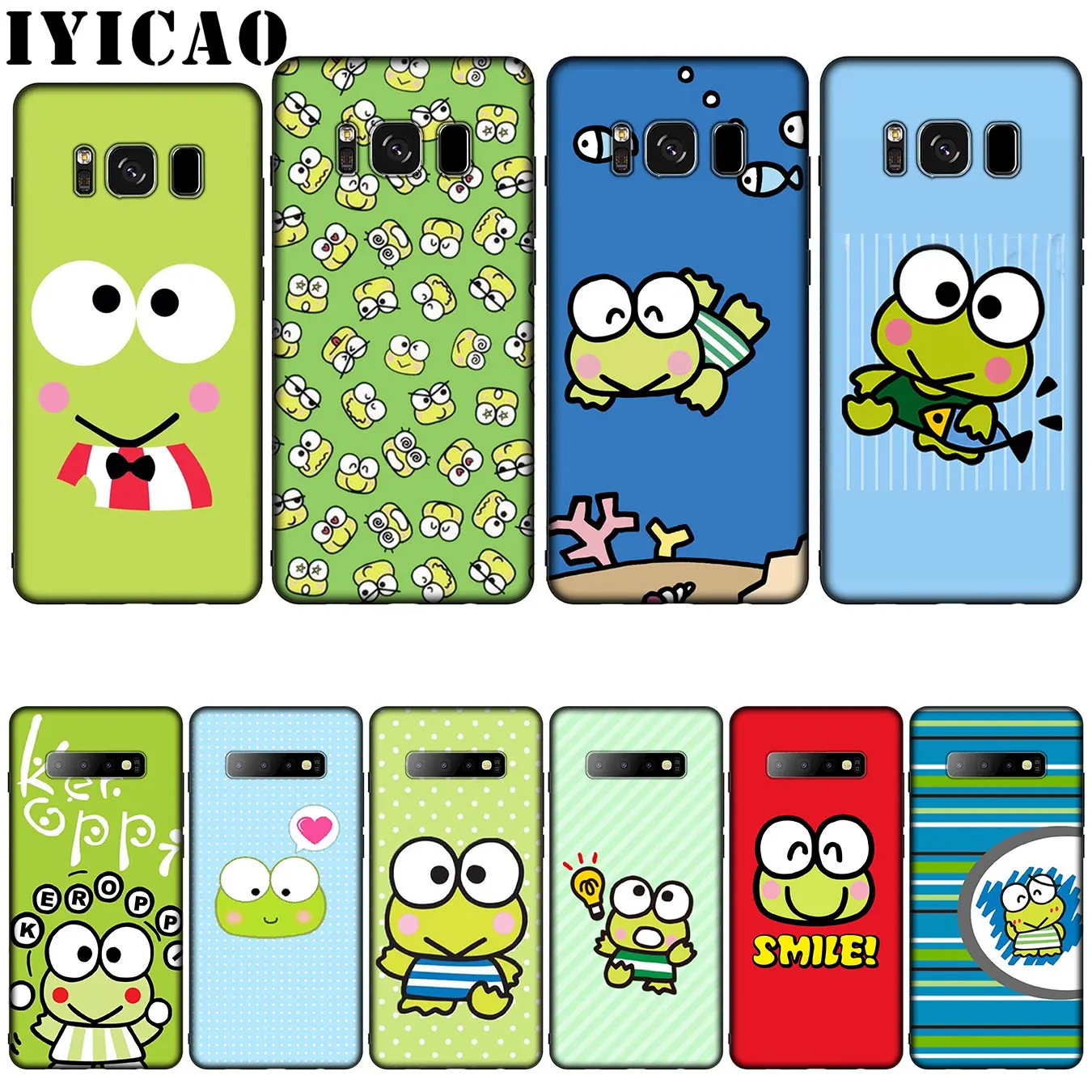 IYICAO cute cartoon frog keroppi smile Silicone Soft Phone Case for Samsung Galaxy S10 S9 S8 Plus S6 S7 Edge S10e E Cover |