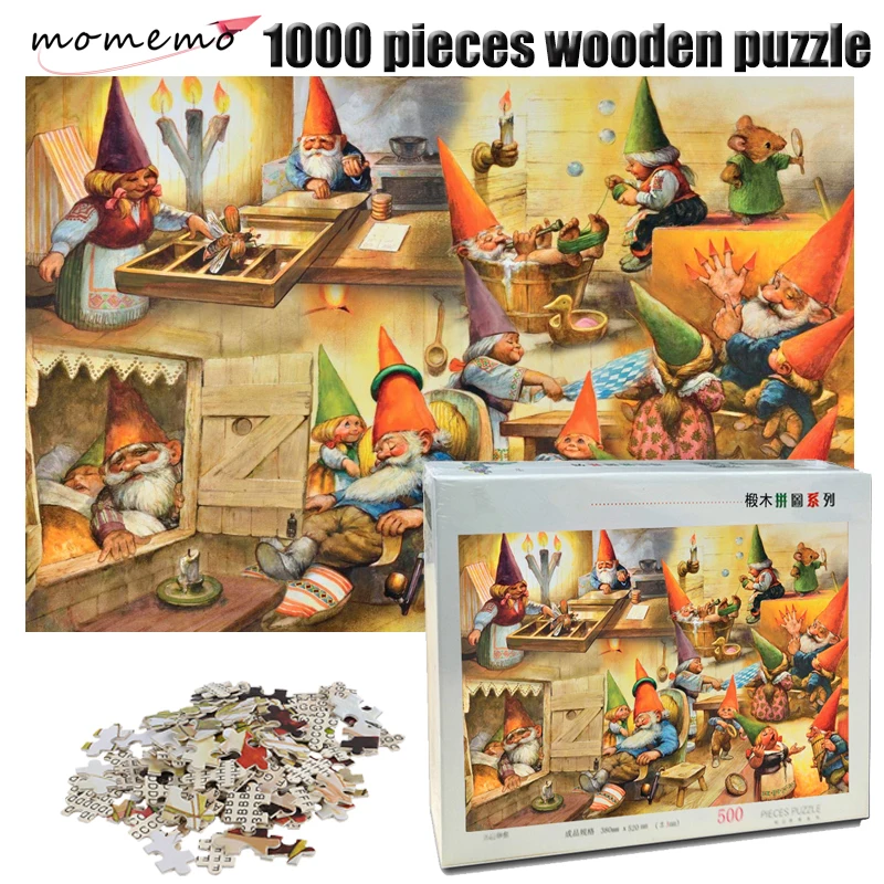 

MOMEMO Dwarfs Family 1000 Pieces Wooden Puzzle Adult Jigsaw Puzzle Decompression Puzzle Game Toys Children's Educational Gifts