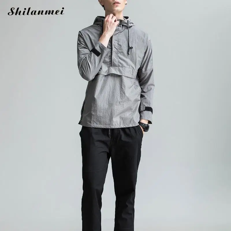 Autumn Spring Trench Coat for Men Gray Coats with Lace Up Hat Outwear Black Patchowrk Windbreakers Green Casual Overcoat |