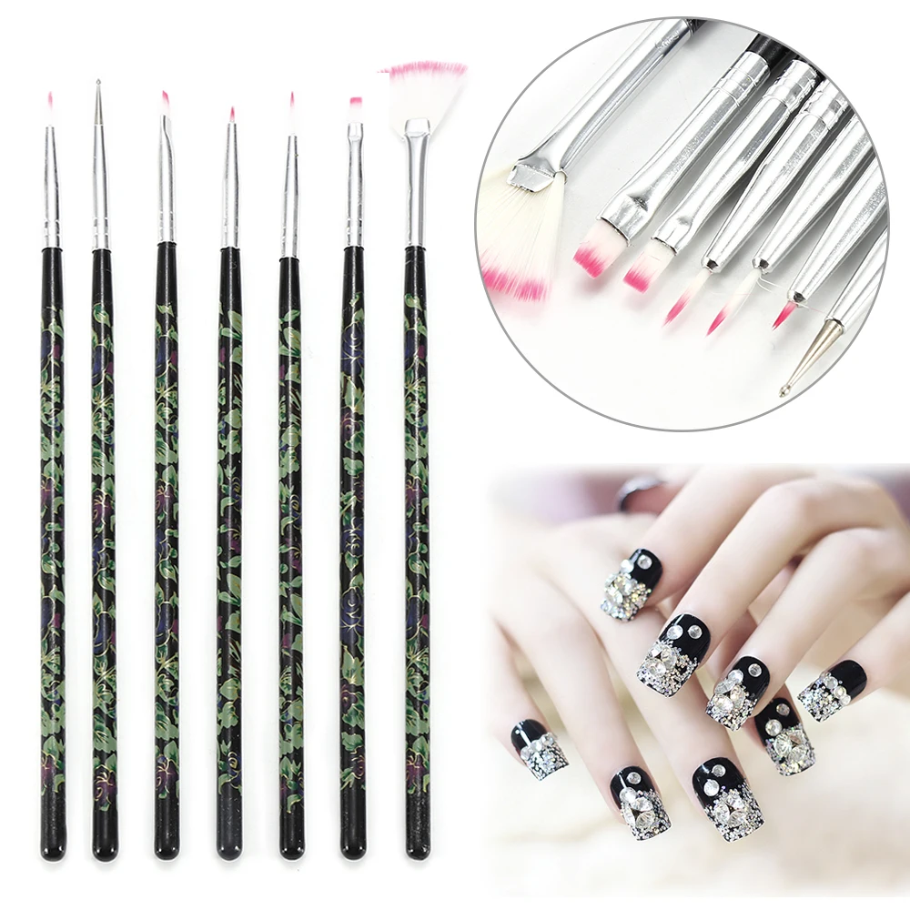ELECOOL 7PCs/Set Nail Art Polish Brush Painting Dotting Pen UV Gel