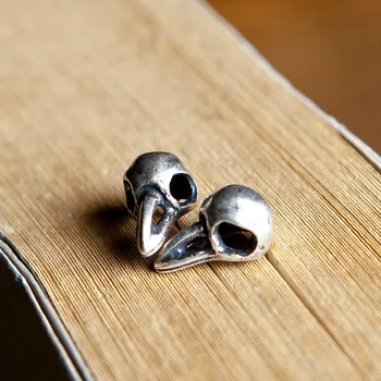 

silver silver s925 pure silver crow bird head skull retro earring non-mainstream alternative personality silver ornaments