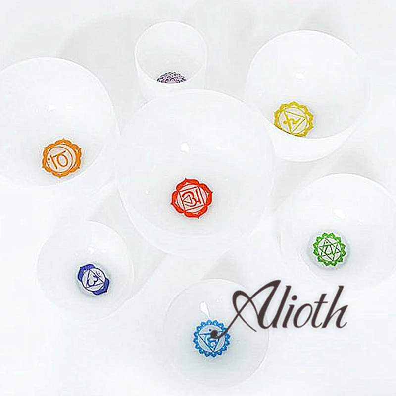 

9 Inch Chakra Pattern Design Crystal Singing Bowl in various Note for Chakra Balancing/Yoga/Meditation/Sound Therapy