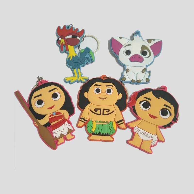 

2018 New Moana Keychain Pendant Cute Cartoon Soft PVC Key Chain 5 Styles Jewelry Souvenirs Gift key Ring
