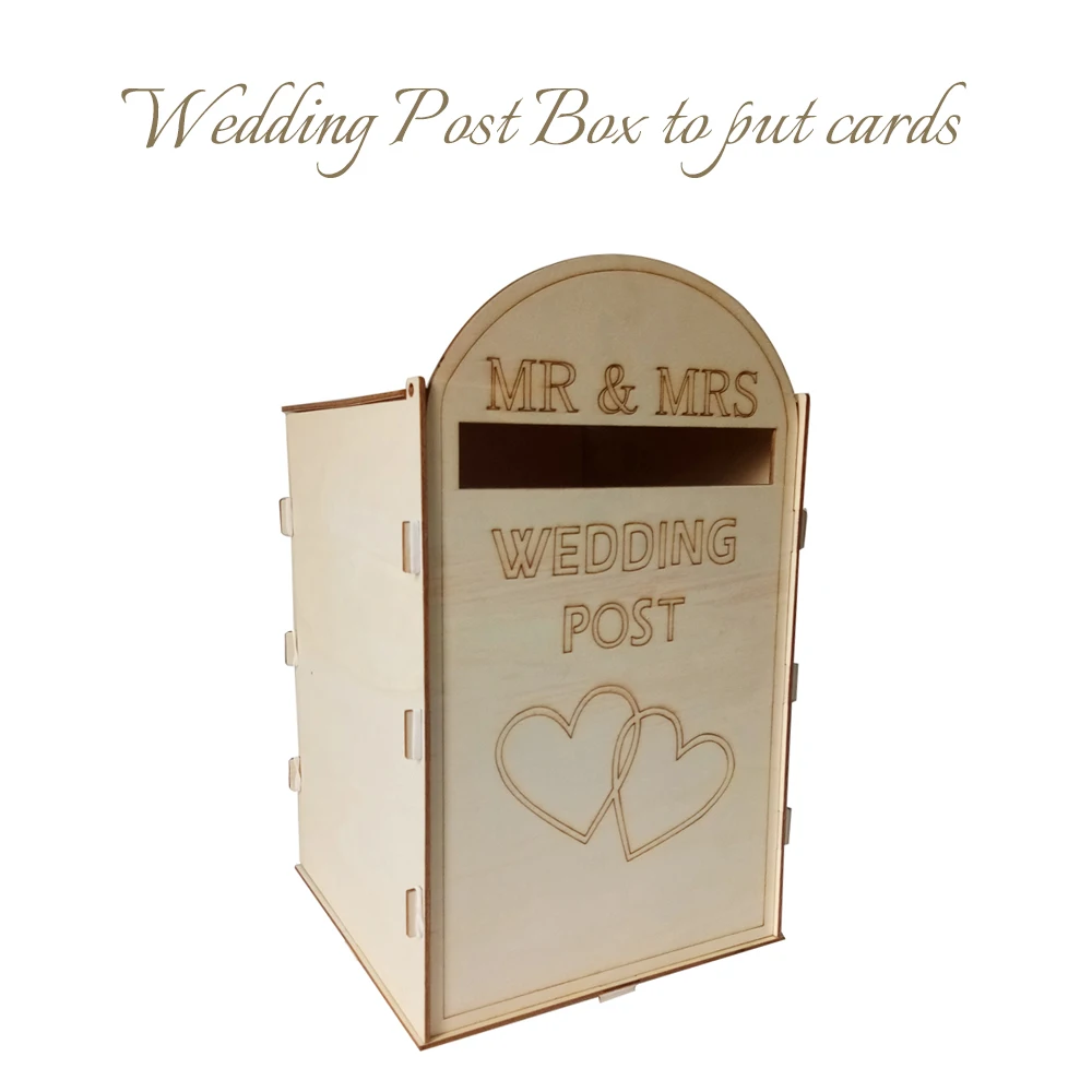 DIY деревянный Свадебный почтовый ящик с замком деревенский полый Подарочный держатель карты для приема свадьбы юбилей, вечеринка, украшение