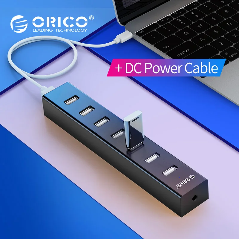 

ORICO HUB 7 Ports USB2.0 HUB With DC Input Power Port SuperSpeed 30/100CM Data Cable For Laptop Windows/Mac/Linux USB HUB
