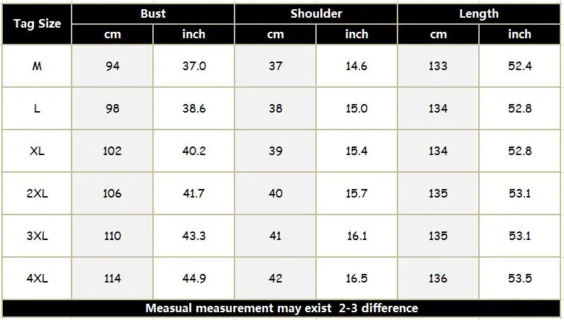SIZE CHART