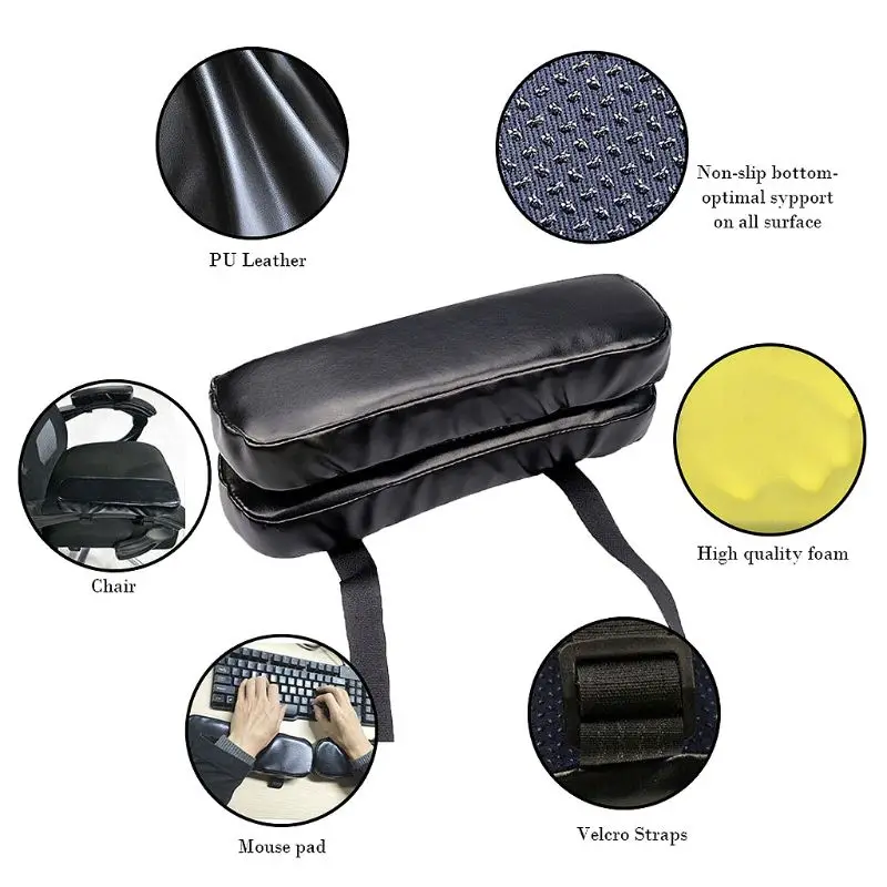 

PU Leather Chair Armrest Pad Cushion Memory Foam Slow Rebounding Soft Wear-resistant Elbow Rest Pillow Office Car Chair