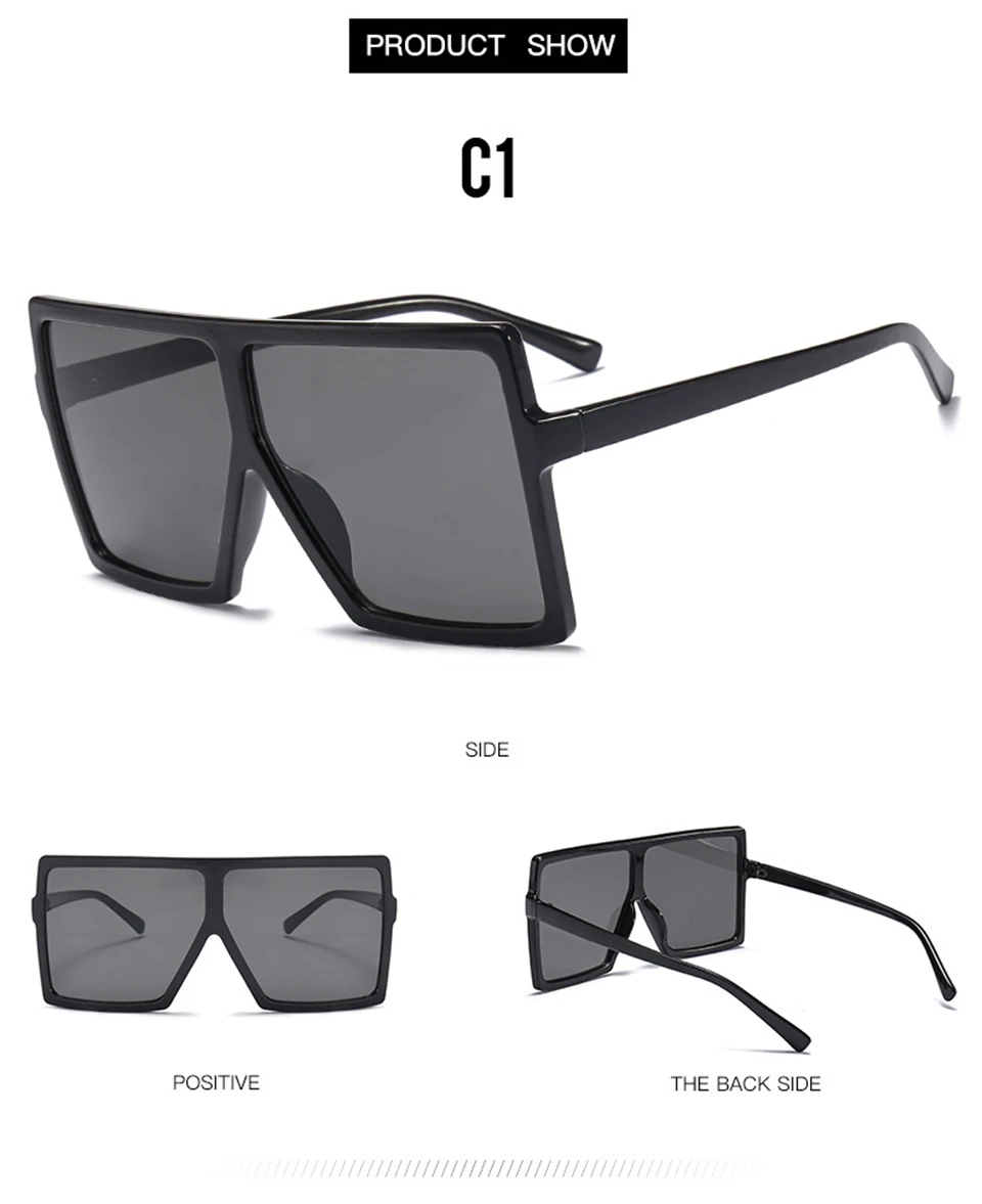 Big Frame Gradient Shades Oversized Sunglasses Square Brand Designer Vintage Women Fashion Sun Glasses Oculos De Sol UV400 (4)