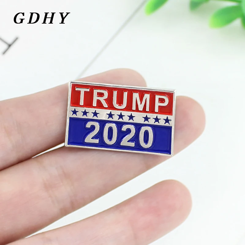 Мужская брошь с эмалью GDHY квадратная в форме флага США стиле Большой Трамп