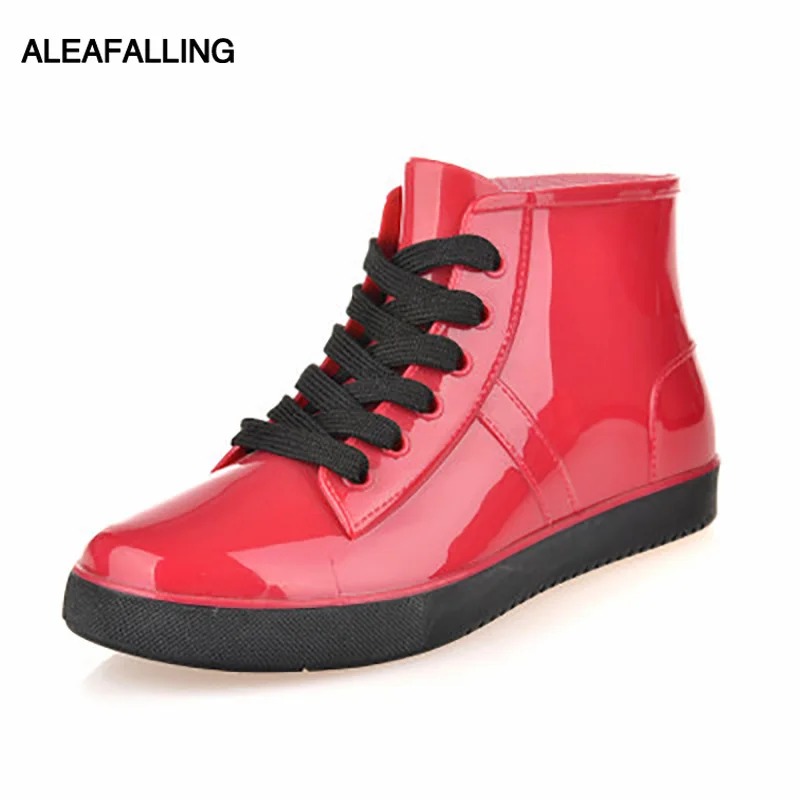 

Aleafalling Women Rain Boots Mature Lady Flower Waterproof Lady Shoes Warm Thicken Rainproof Ankle Outdoor Girl's Shoes AW07
