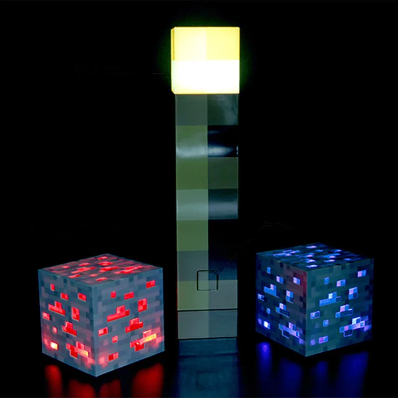 

Minecraft Light Up Figures Redstone Ore Square Toys Minecraft Night Light LED Figure Toys Light Up Diamond Ore Toys 3 Styles
