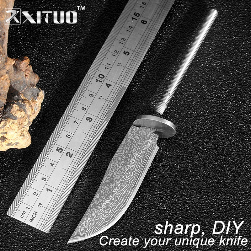 

XITUO Sharp DIY fixed blade knife EDC Utility Paring Knives High-carbon steel knives laser Damascus Multi tool pocke knife
