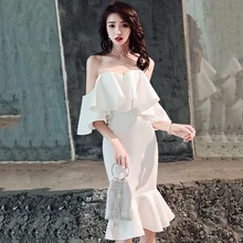 Белые элегантные платья знаменитостей, сексуальное вечернее платье русалки, женские летние новые платья, вечернее платье Para A Festa на одно плечо