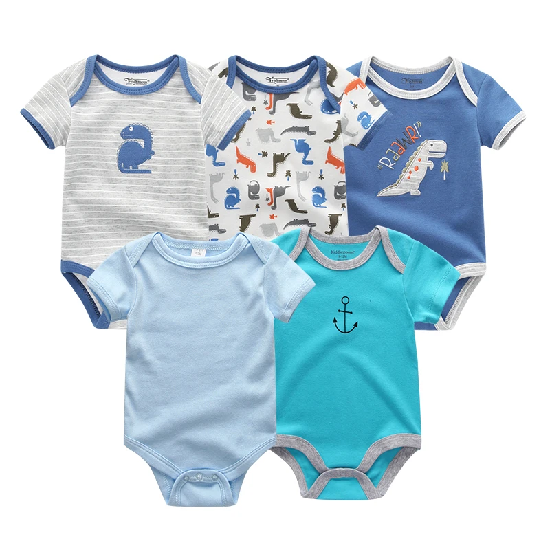 

2019 5PCS/Lot 0-12M Cotton Baby Rompers Baby Girl Clothes Set Boy Clothing Printing Roupa de bebe Jumpsuit Newborn Short Sleeve