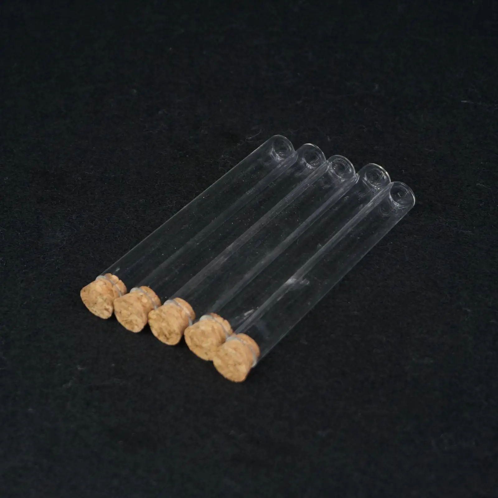 

5Pcs 12x100mm Lab Glass Test Tube Flat Bottom With Wood Stopper Thermostability