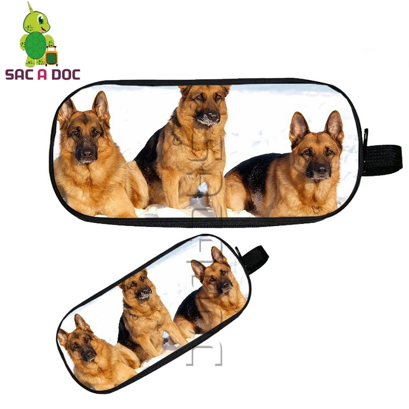 

Animal Shorthair Cat/Poodle/German Shepherd Cosmetic Cases Large Pencil Case Purse Kids School Supplies Double Layer Dog Bag