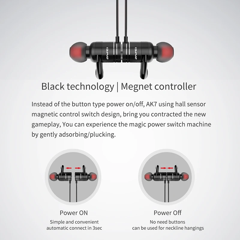 AWEI AK7 беспроводные наушники Bluetooth Heaphone Магнитная гарнитура спортивные наушники беспроводные наушники для iPhone 7 8 6