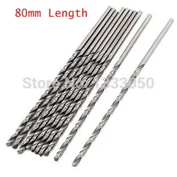 OZE19921102 10pcs High Speed Steel Tip Straight Shank Twist Drill Bit Dia. 0.5/0.6/0.7/0.8/0.9/1.0/1.1/1.2/1.8/1.9mm x 80mm