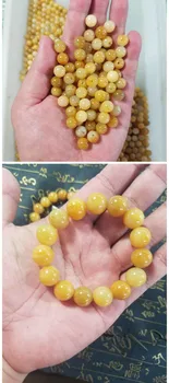 

Genuine natural old topaz beads round beads A goods jade DIY accessories Xinjiang Kim You huanglong Jade Beads DIY beads