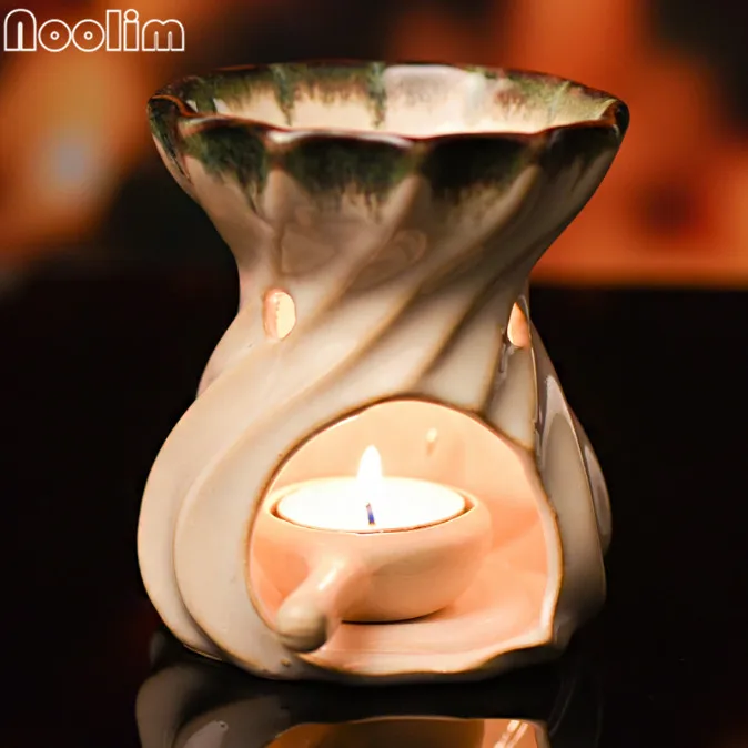

NOOLIM High Quality Ceramic Oil Burners Handmade Candle Aromatherapy Oil Lamp Gifts And Crafts Home Decorations Aroma Furnace