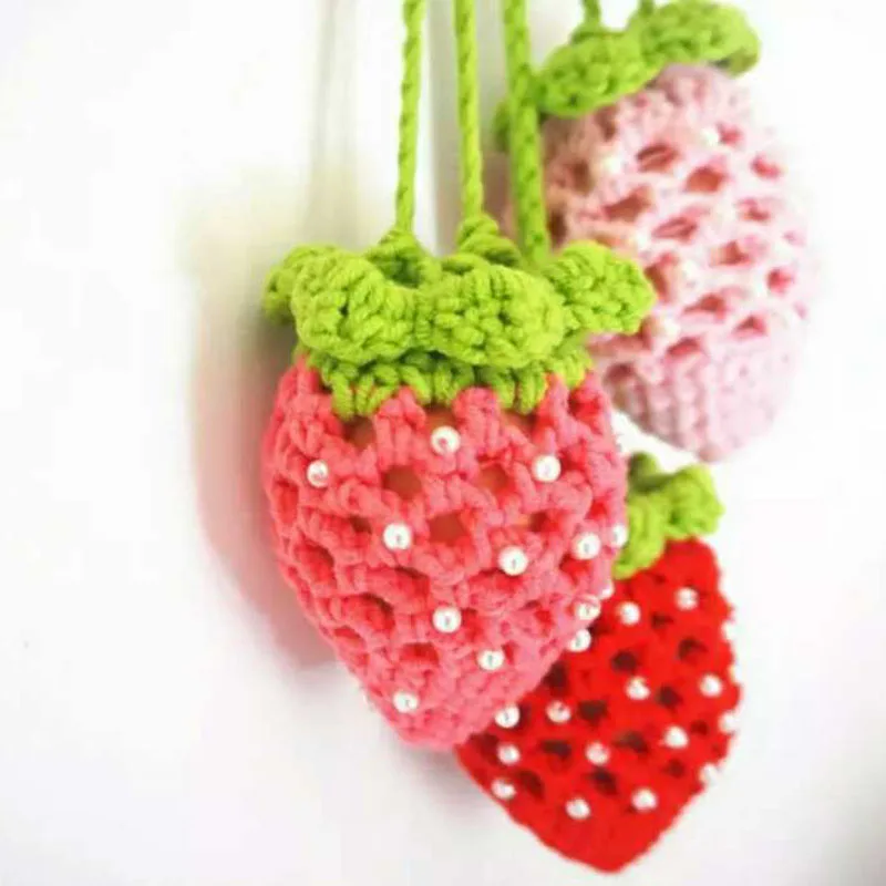 

1 PCS Egg Bag Strawberry pouch Yarn hand knitting Egg pocket Children's day gifts Finished product Hand-made finished pearl zl3