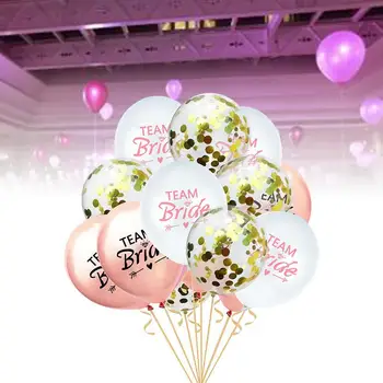 

15PCS 12 inch New Team Bride Rose Gold Confetti Latex Balloon Set Night Wedding Party Decoration