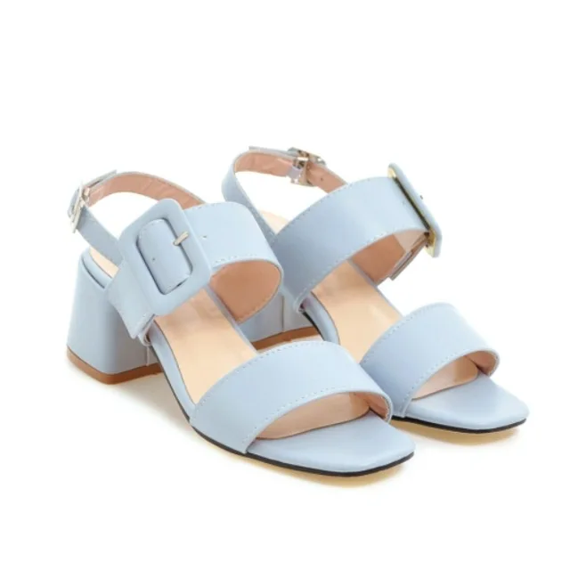 Women Sandals Plus Size 34-43 New Fashion Square High Heel Office Lady Pumps Woman Shoes Summer Student Casual Sandal Blue Pink (21)
